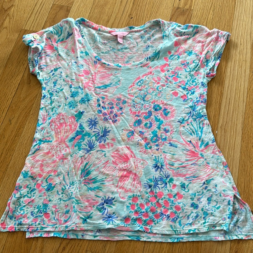 Lilly Pulitzer XS Inara Gypsea Linen Tee Shirt